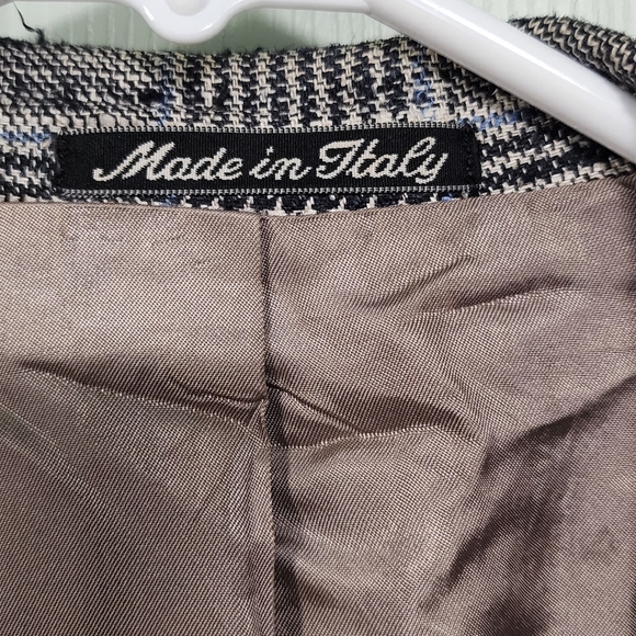 Mani By Giorgio Armani Mens Black White Blue Stripes Blazer / Suit Jacket - Picture 4 of 6